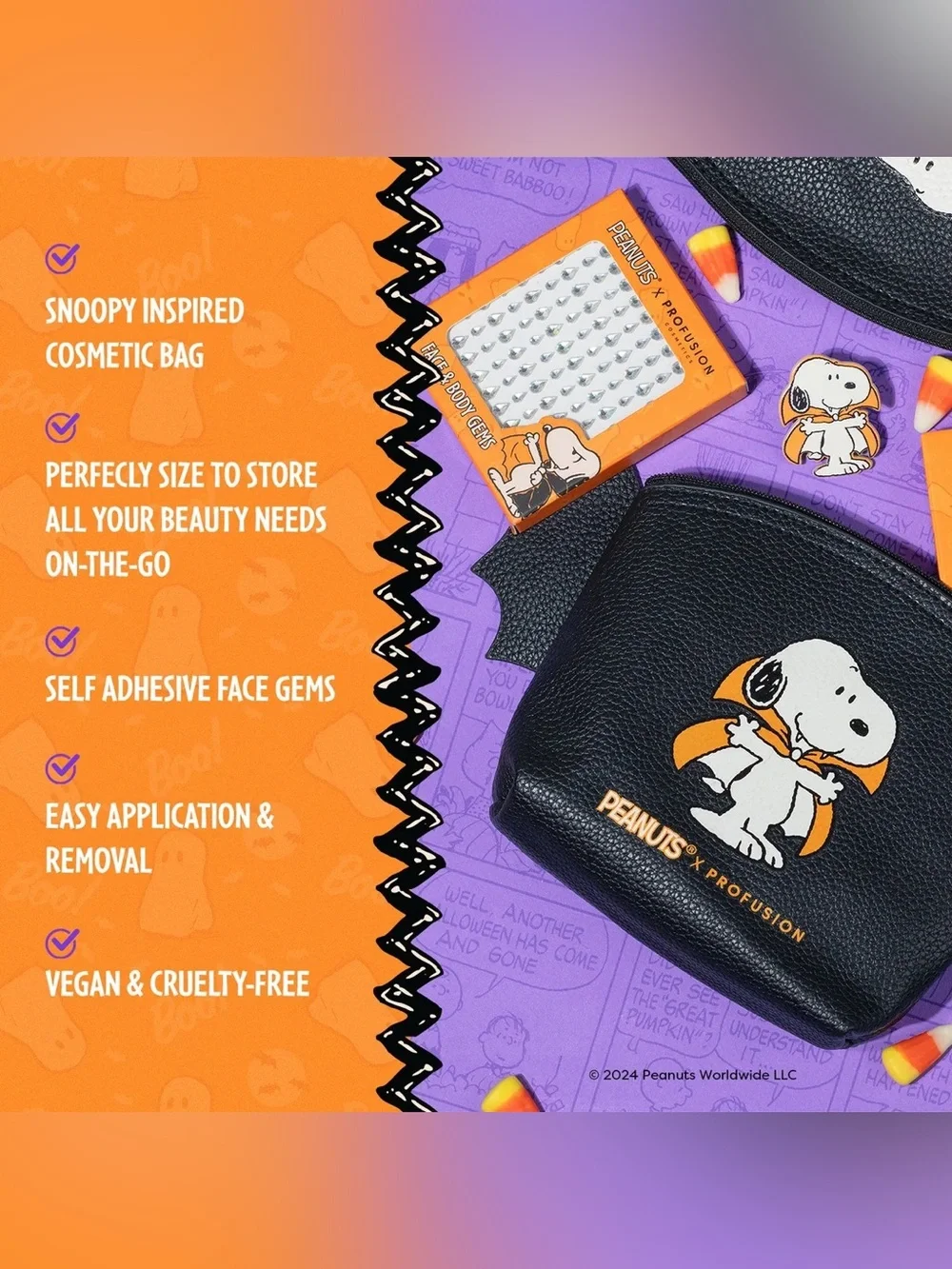 Peanuts Halloween | Count Snoopy Cosmetic Bag Set with Gems